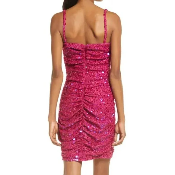 SHO by Tadashi Shoji Sequin Body-Con Minidress in Raspberry Pink size XL - Picture 2 of 10
